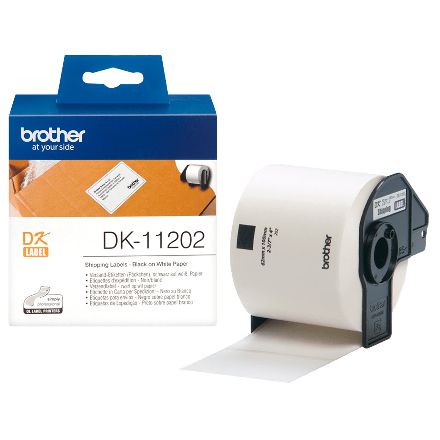 Brother - Rotolo 300 Etichette 62 x 100 mm - Nero/Bianco - DK-11202