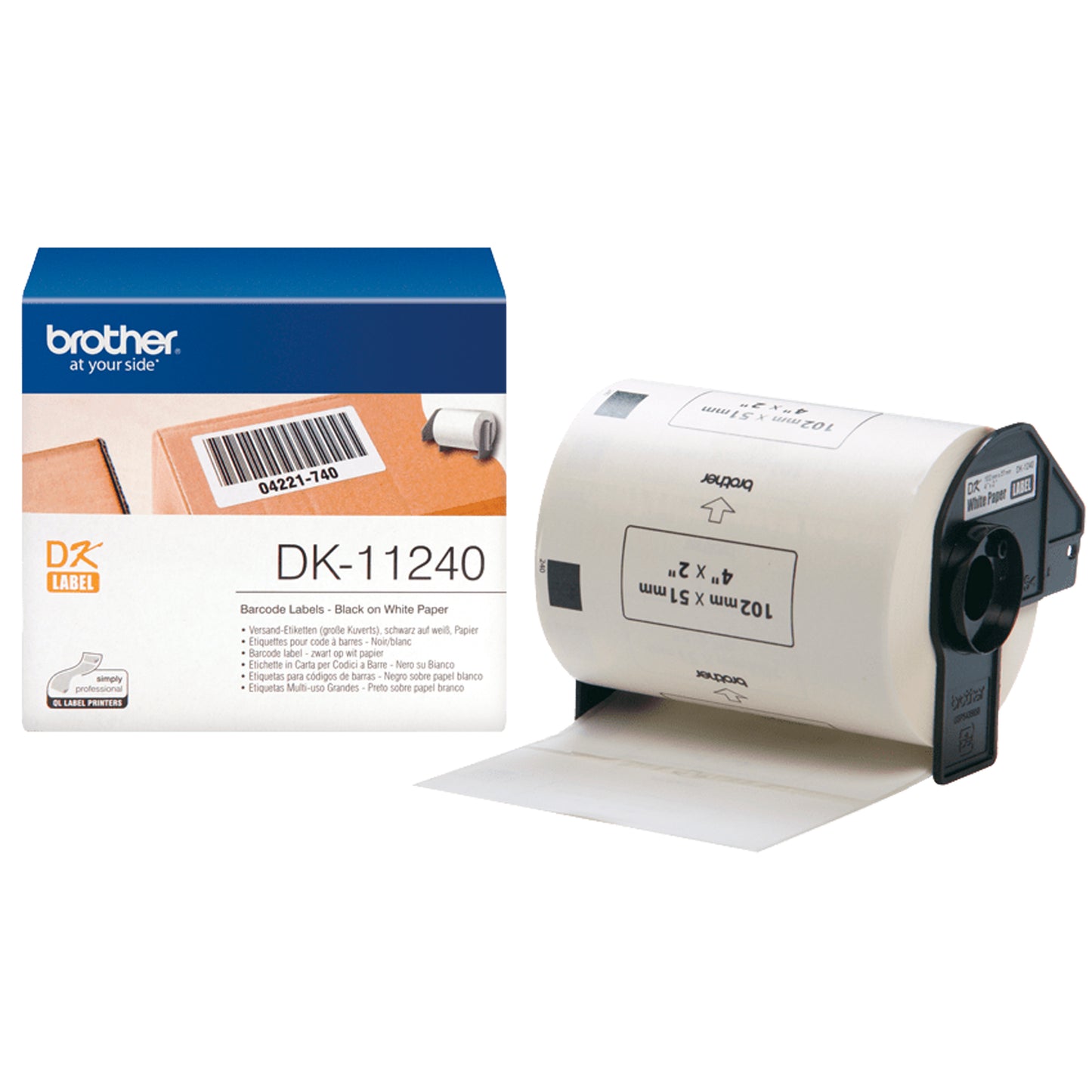 Brother - Rotolo 600 Etichette 102 x 51 mm - Nero/Bianco - DK-11240