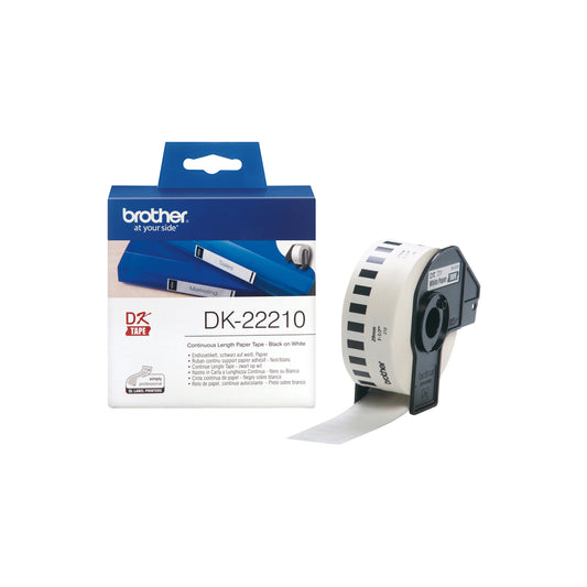 Brother - Rotolo etichetta continua - carta adesiva - Nero/Bianco - 29mm x 30,48mt - DK- 22210