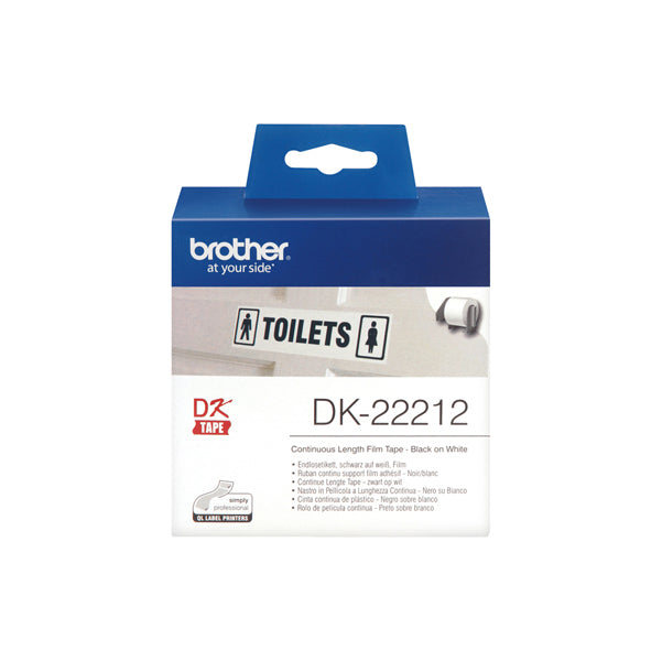 Brother - Nastro adesivo - in pellicola - Nero/Bianco - 62mm x 15,24mt - DK-22212