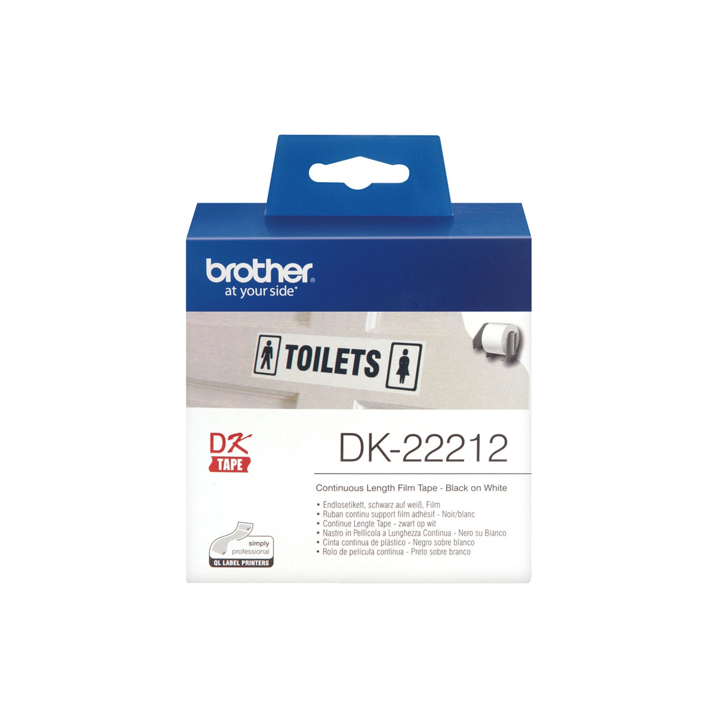 Brother - Nastro adesivo - in pellicola - Nero/Bianco - 62mm x 15,24mt - DK-22212