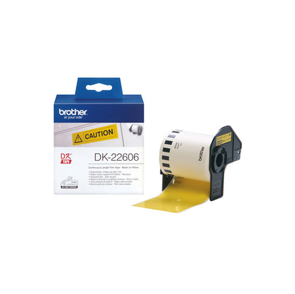 Brother - Nastro adesivo - in pellicola - Nero/Giallo -  62mm x 15,24mt - DK-22606