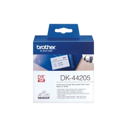 Brother - Rotolo etichetta continua - carta adesiva - Nero/Bianco - 62mm x 30,48mt - DK-44205