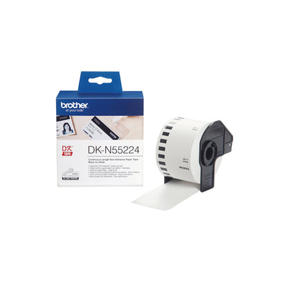 Brother - Rotolo nastro - in carta non adesiva - Nero/Bianco - 54mm x 30,48mt - DK-N55224