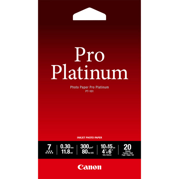 Canon - Carta fotografica PT-101 Pro Platinum - 4 x 6 " - 20 Fogli - 2768B013