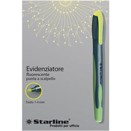 Evidenziatore a penna Starline - punta scalpello - tratto da 1,0-4,0mm - giallo - Starline