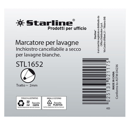 Marcatori per lavagne cancellabili Starline - punta tonda 2,0mm - colori assortiti - Starline - busta 4 pezzi