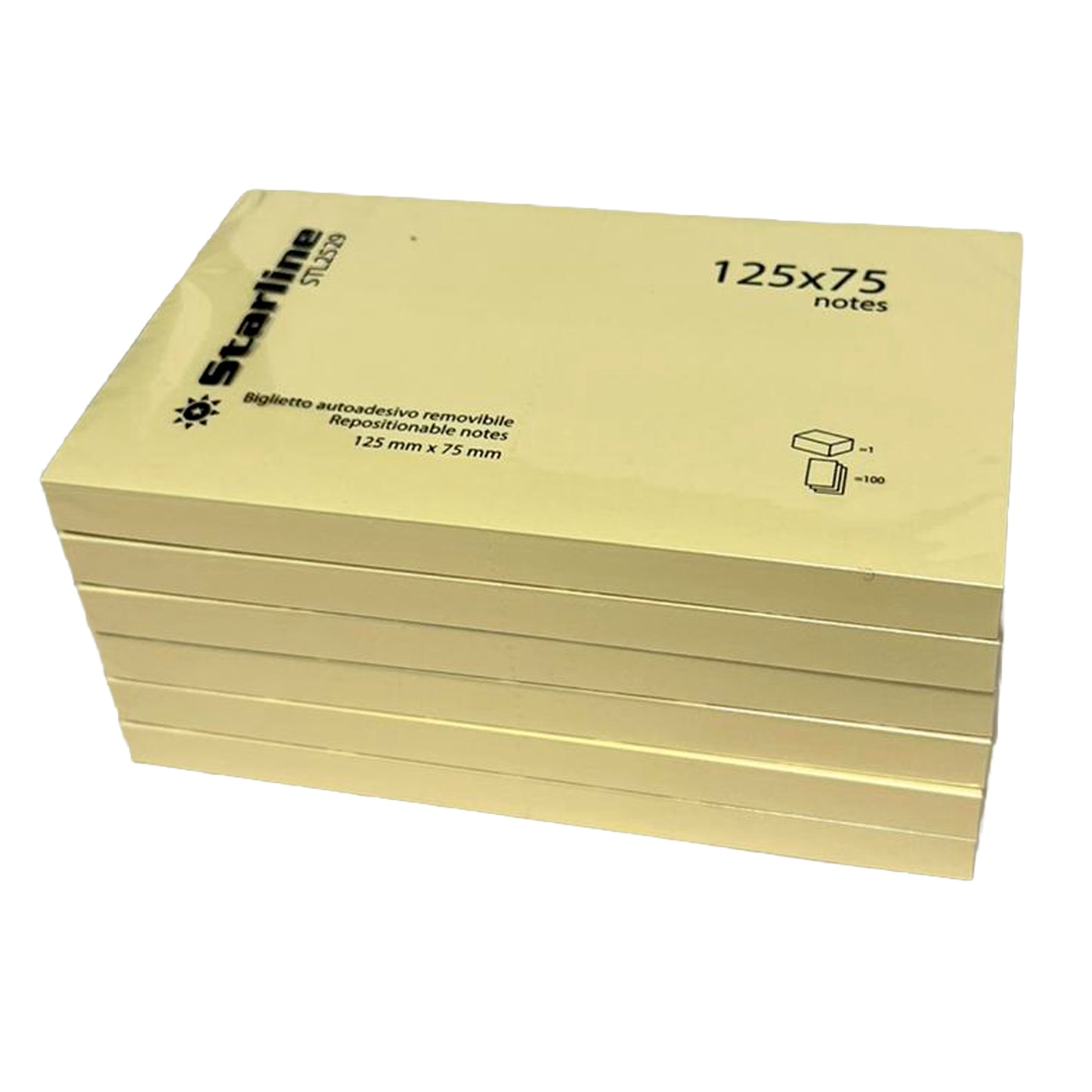 Blocchetto biglietti adesivi - giallo - 75 x 125mm - 70gr - 100 fogli - Starline