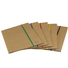 Cartella 3 lembi con elastico piatto colorato - 25 x 35 cm - dorso variabile - cartoncino - avana - Starline