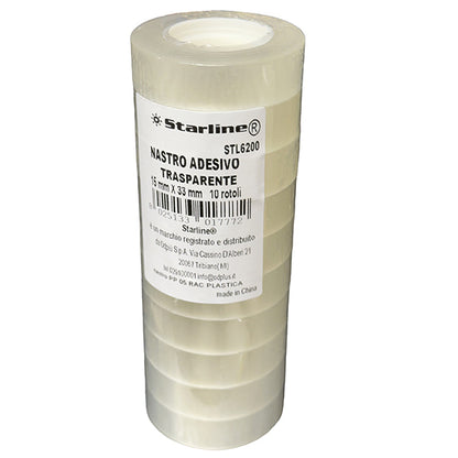 Nastro adesivo - 15 mm x 33 m - PP - trasparente - Starline - torre 10 rotoli