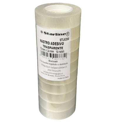 Nastro adesivo - 15 mm x 33 m - PP - trasparente - Starline - torre 10 rotoli
