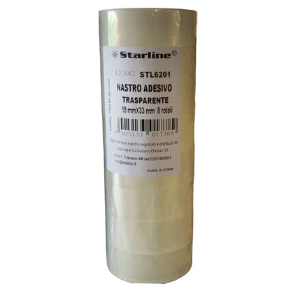 Nastro adesivo - 19 mm x 33 m - PP - trasparente - Starline - torre 8 rotoli