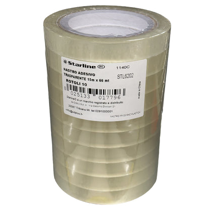 Nastro adesivo - 15 mm x 66 m - PP - trasparente - Starline - torre 10 rotoli