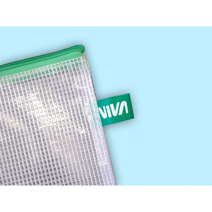 Busta a rete con cerniera gialla - PVC - 20 x 25 cm - trasparente - Starline.