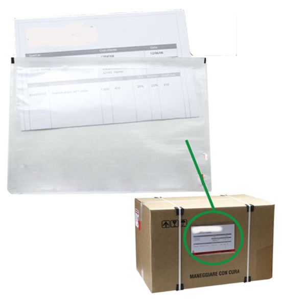 Busta adesiva portadocumenti - senza stampa - 23 x 12,5 cm - PPL - trasparente - Starline - conf. 100 pezzi