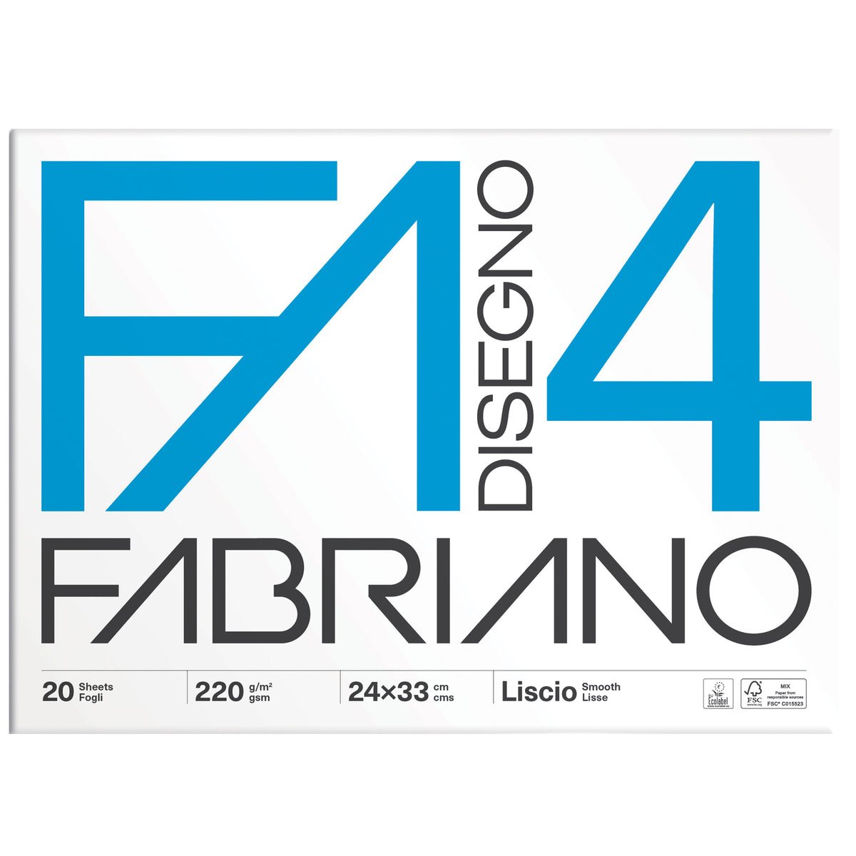 Album da disegno Fabriano F4 – 24×33 cm – 220 g – 20 fogli – liscio
