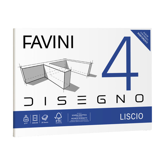 Album da disegno Favini 4 – 24×33 cm – 220 g – 20 fogli – liscio
